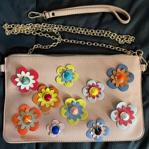 Floral Embellished Pink Clutch